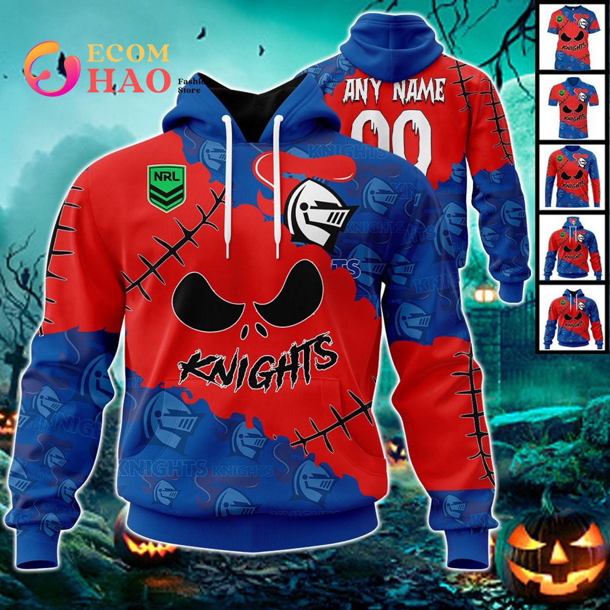 Personalized NRL Newcastle Knights Home Jersey Mix Flag Hoodie