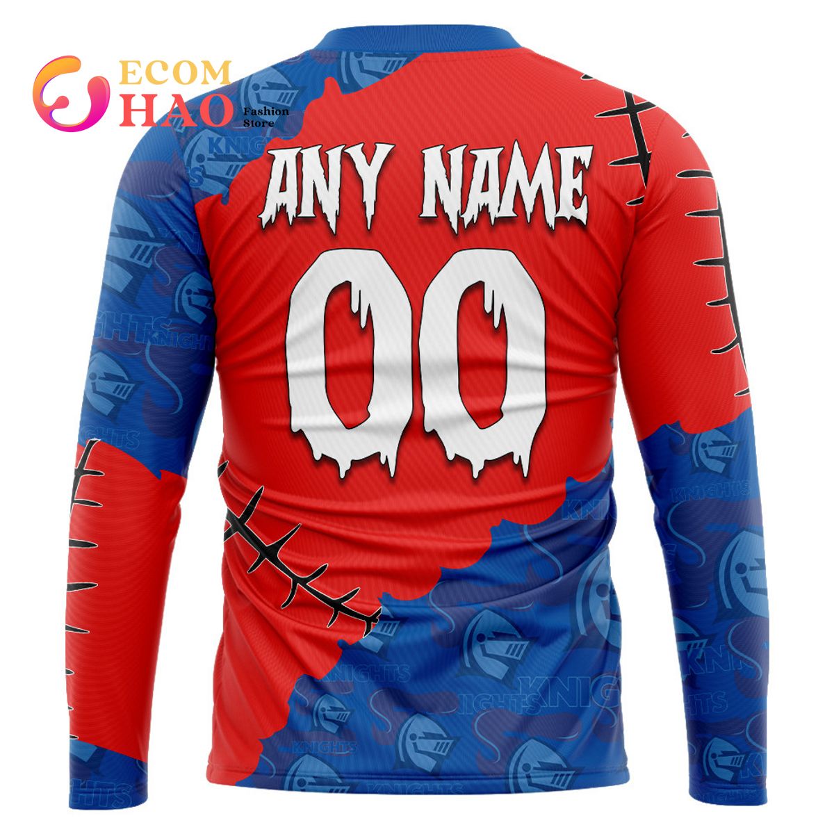 NRL Newcastle Knights Custom Your Name & Number Halloween Style 3D Hoodie