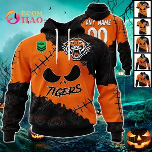 NRL Wests Tigers Custom Your Name & Number Halloween Style 3D Hoodie