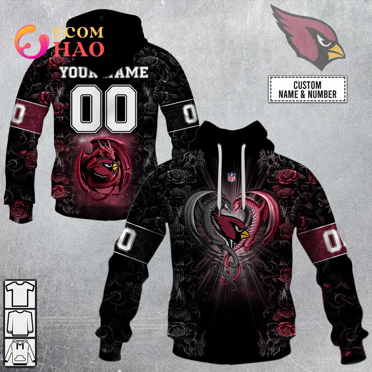 Personalized NFL Rose Dragon Buffalo Bills 3D Hoodie