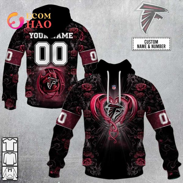 Personalized NFL Rose Dragon Atlanta Falcons 3D Hoodie