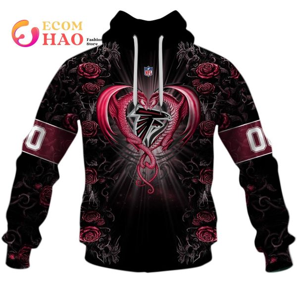Personalized NFL Rose Dragon Atlanta Falcons 3D Hoodie