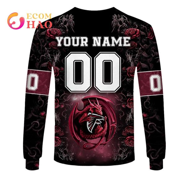 Personalized NFL Rose Dragon Atlanta Falcons 3D Hoodie