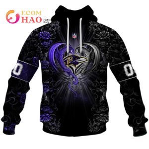Personalized NFL Rose Dragon Baltimore Ravens 3D Hoodie