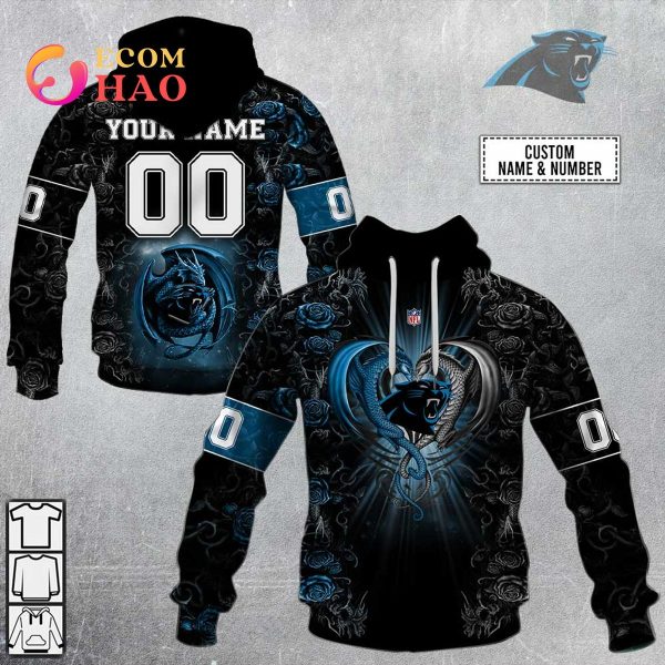 Personalized NFL Rose Dragon Carolina Panthers 3D Hoodie