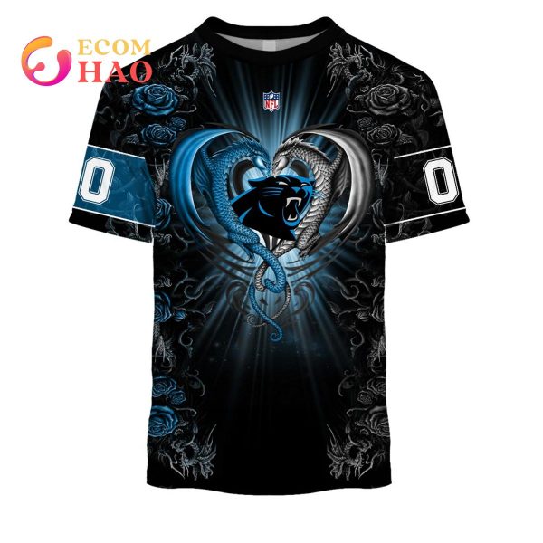 Personalized NFL Rose Dragon Carolina Panthers 3D Hoodie
