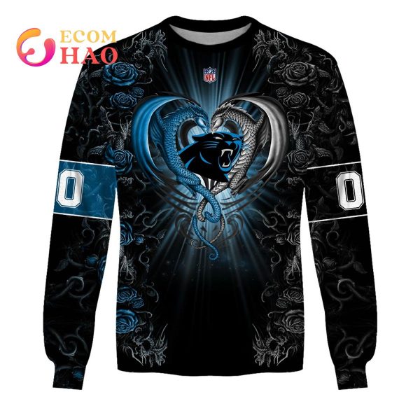 Personalized NFL Rose Dragon Carolina Panthers 3D Hoodie