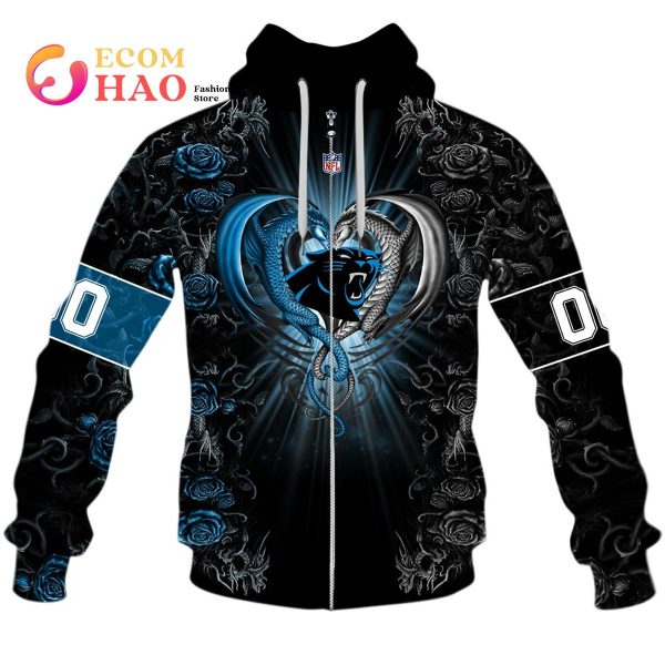 Personalized NFL Rose Dragon Carolina Panthers 3D Hoodie