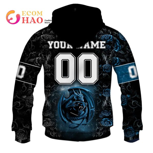 Personalized NFL Rose Dragon Carolina Panthers 3D Hoodie