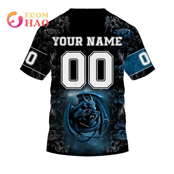 Personalized NFL Rose Dragon Carolina Panthers 3D Hoodie
