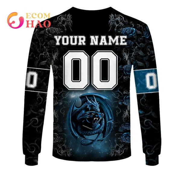 Personalized NFL Rose Dragon Carolina Panthers 3D Hoodie