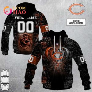 Personalized NFL Rose Dragon Chicago Bears 3D Hoodie