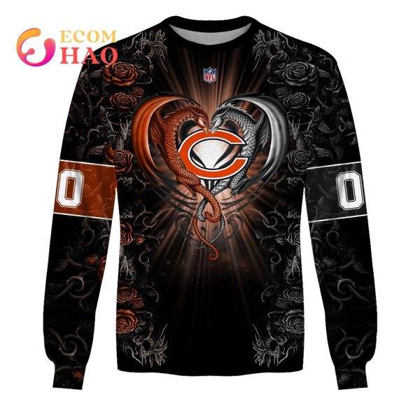 Personalized NFL Rose Dragon Chicago Bears 3D Hoodie