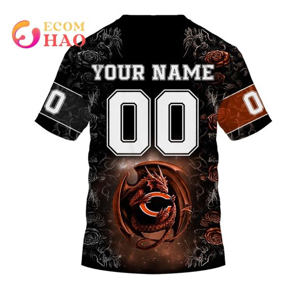 Personalized NFL Rose Dragon Chicago Bears 3D Hoodie