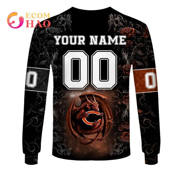 Personalized NFL Rose Dragon Chicago Bears 3D Hoodie