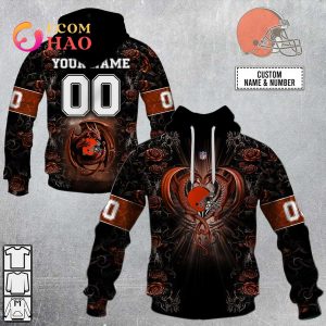 Personalized NFL Rose Dragon Cleveland Browns 3D Hoodie