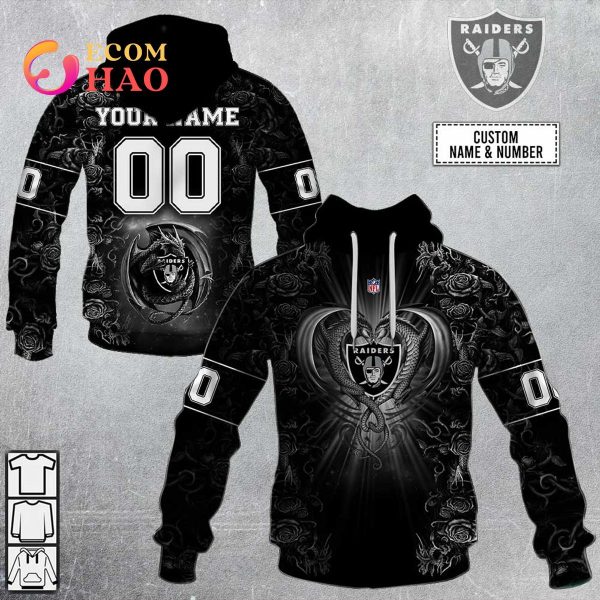 Personalized NFL Rose Dragon Las Vegas Raiders 3D Hoodie