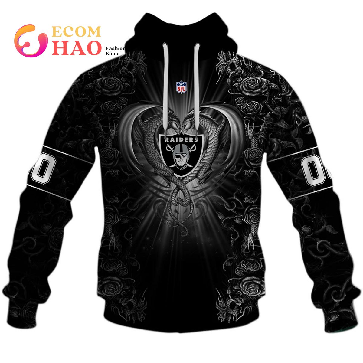 Personalized NFL Rose Dragon Las Vegas Raiders 3D Hoodie