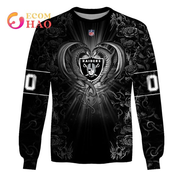 Personalized NFL Rose Dragon Las Vegas Raiders 3D Hoodie
