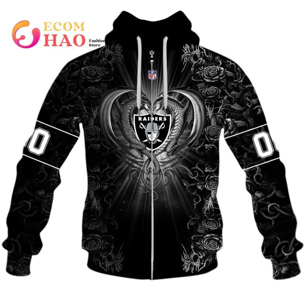 Personalized NFL Rose Dragon Las Vegas Raiders 3D Hoodie