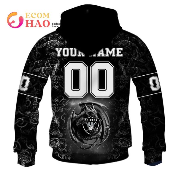 Personalized NFL Rose Dragon Las Vegas Raiders 3D Hoodie