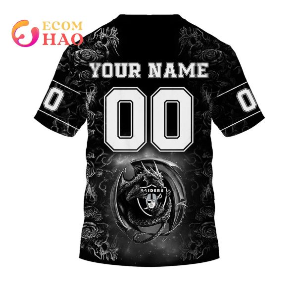 Personalized NFL Rose Dragon Las Vegas Raiders 3D Hoodie