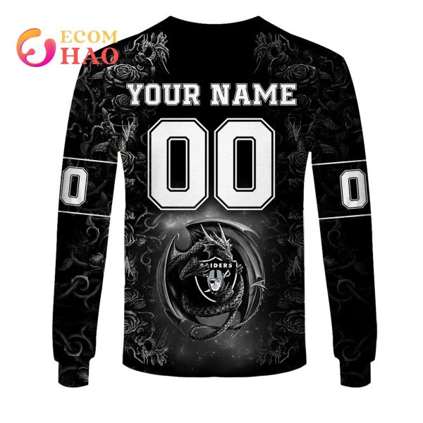 Personalized NFL Rose Dragon Las Vegas Raiders 3D Hoodie