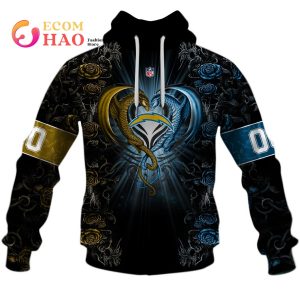 Personalized NFL Rose Dragon Los Angeles Chargers 3D Hoodie