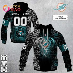 Personalized NFL Rose Dragon Miami Dolphins 3D Hoodie