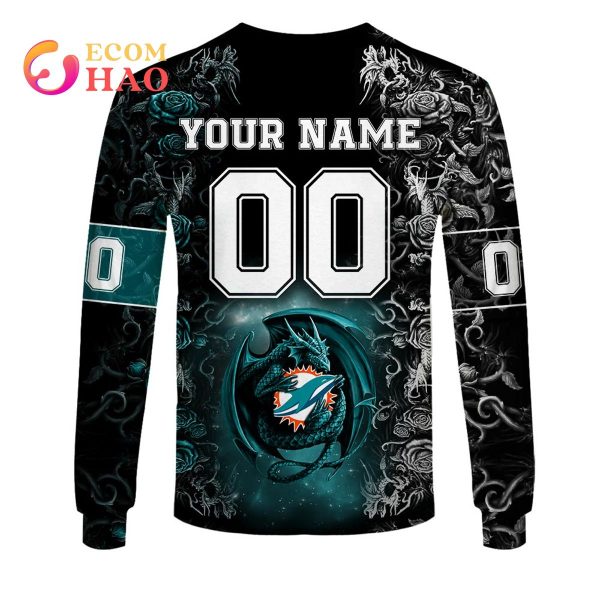 Personalized NFL Rose Dragon Miami Dolphins 3D Hoodie - Beuteeshop