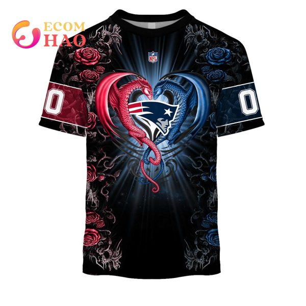 Personalized NFL Rose Dragon New England Patriots 3D Hoodie