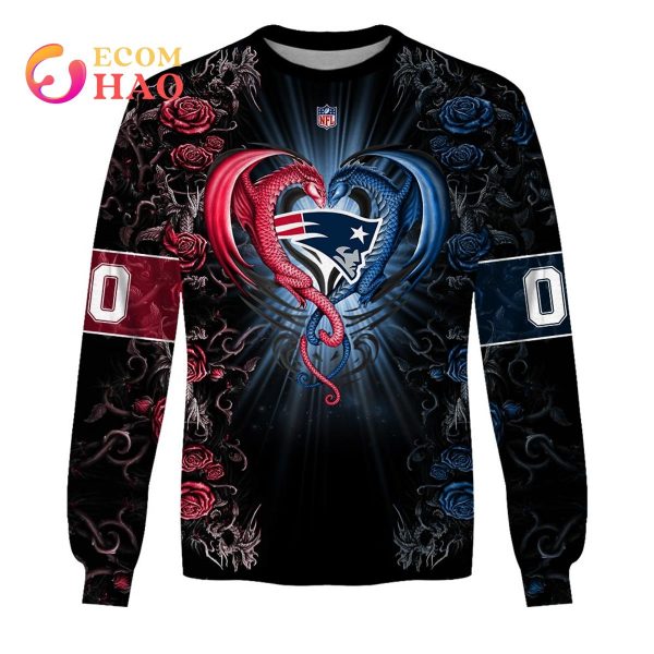 Personalized NFL Rose Dragon New England Patriots 3D Hoodie