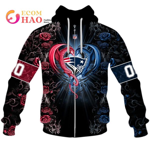 Personalized NFL Rose Dragon New England Patriots 3D Hoodie