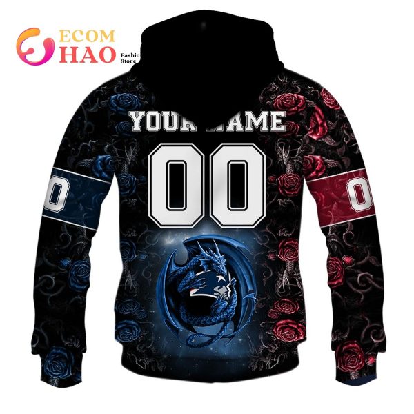 Personalized NFL Rose Dragon New England Patriots 3D Hoodie