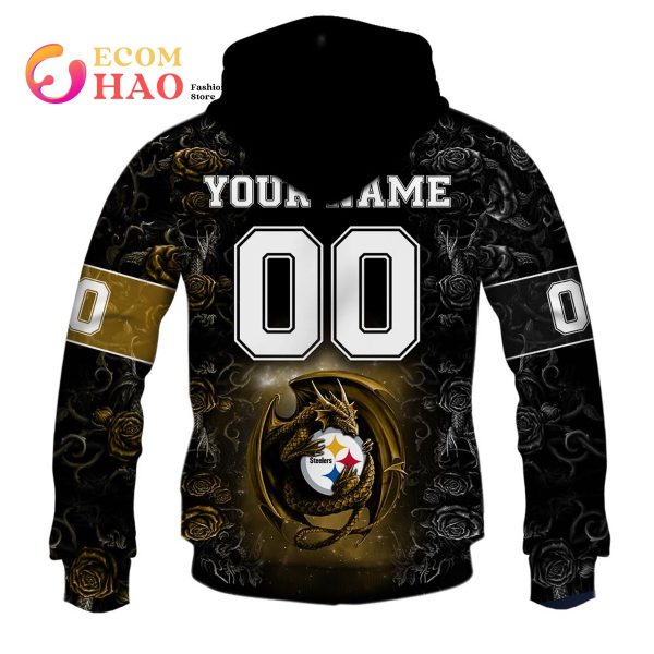 Personalized NFL Rose Dragon Pittsburgh Steelers 3D Hoodie