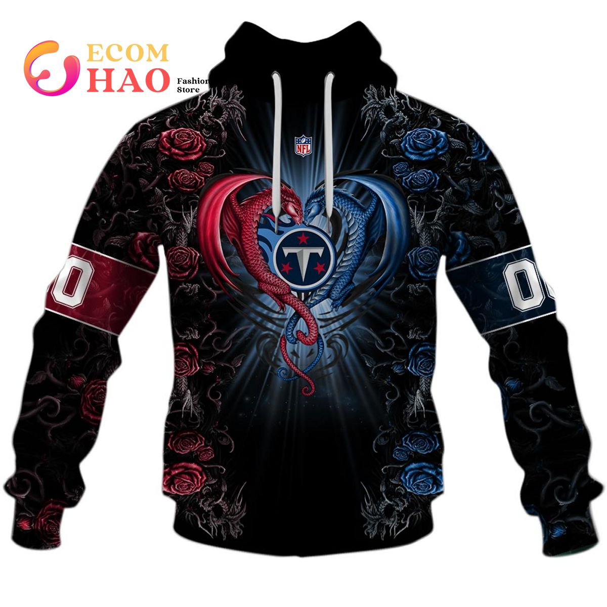 Personalized NFL Rose Dragon Tennessee Titans 3D Hoodie