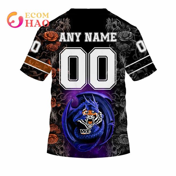 Personalized NRL Wests Tigers Rose Dragon 3D Hoodie