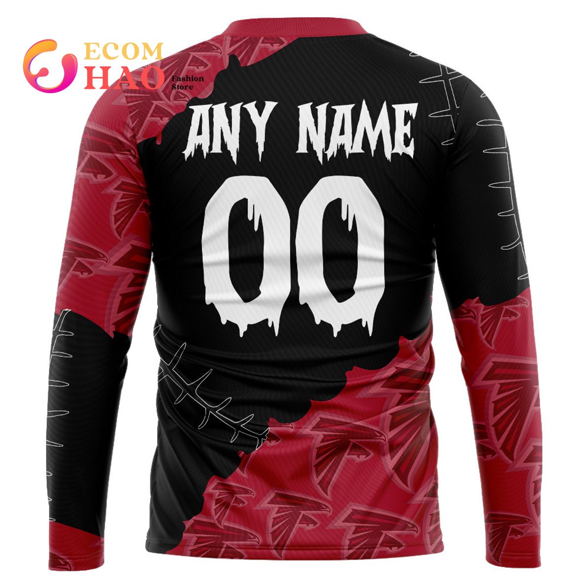 NFL Atlanta Falcons Custom Your Name & Number Halloween Style 3D Hoodie