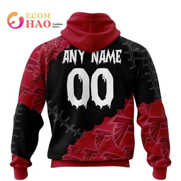 NFL Atlanta Falcons Custom Your Name & Number Halloween Style 3D Hoodie