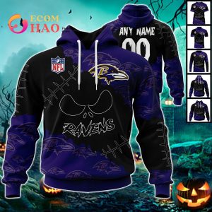 NFL Baltimore Ravens Custom Your Name & Number Halloween Style 3D Hoodie