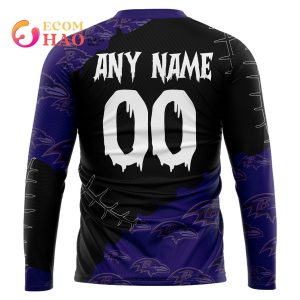 NFL Baltimore Ravens Custom Your Name & Number Halloween Style 3D Hoodie
