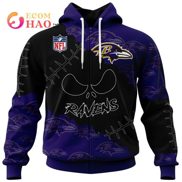 NFL Baltimore Ravens Custom Your Name & Number Halloween Style 3D Hoodie