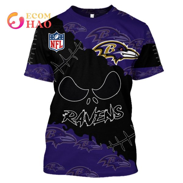 NFL Baltimore Ravens Custom Your Name & Number Halloween Style 3D Hoodie