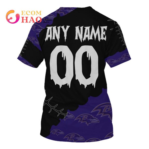 NFL Baltimore Ravens Custom Your Name & Number Halloween Style 3D Hoodie