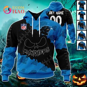 NFL Carolina Panthers Custom Your Name & Number Halloween Style 3D Hoodie
