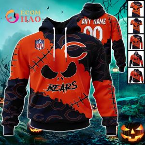 NFL Chicago Bears Custom Your Name & Number Halloween Style 3D Hoodie