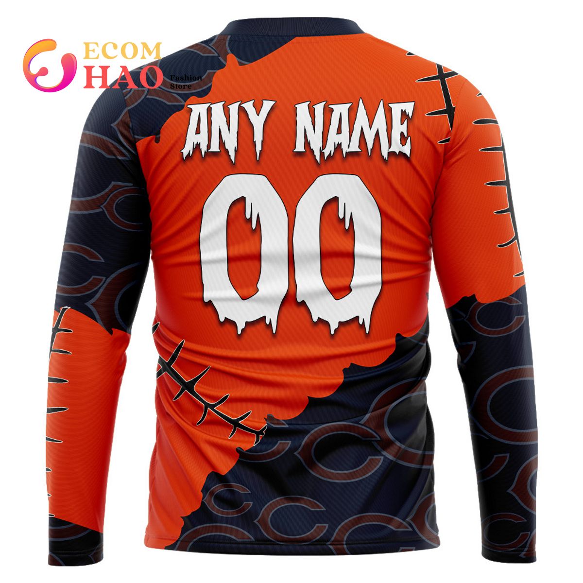 NFL Chicago Bears Custom Your Name & Number Halloween Style 3D Hoodie