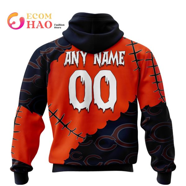 NFL Chicago Bears Custom Your Name & Number Halloween Style 3D Hoodie