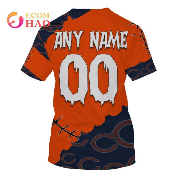 NFL Chicago Bears Custom Your Name & Number Halloween Style 3D Hoodie