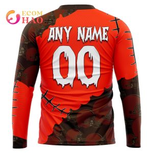 NFL Cleveland Browns Custom Your Name & Number Halloween Style 3D Hoodie